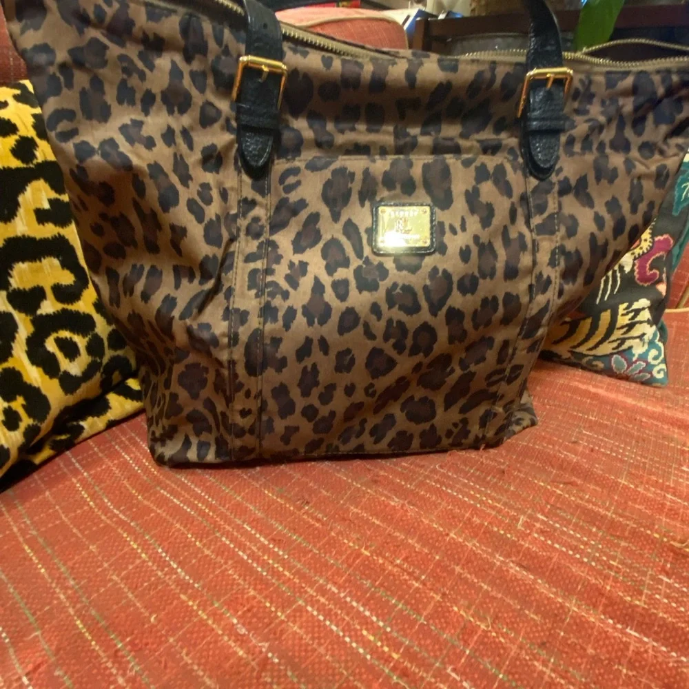 Ralph Lauren Brown Leopard Print Tote - Picture 1 of 4